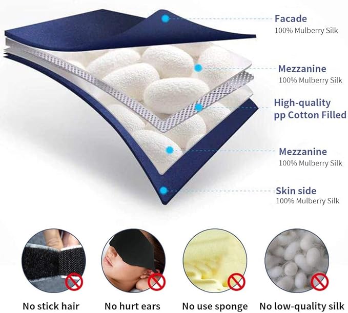 100% Natural Mulberry Soft Silk Sleep Mask, Light Blocking Eye Masks For Sleep, Night Blindfold Eye Mask Cover For Men And Women, Sleeping Night Mask For Travel