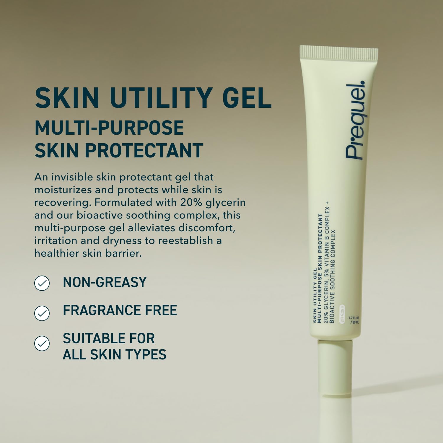 Skin Utility Gel, Moisturizing Protectant. Lightweight Multi-Purpose Face and Body Cream for Dry Skin, Hand Cream for Cracked Hands. Soothing Barrier Support with 20% Glycerin