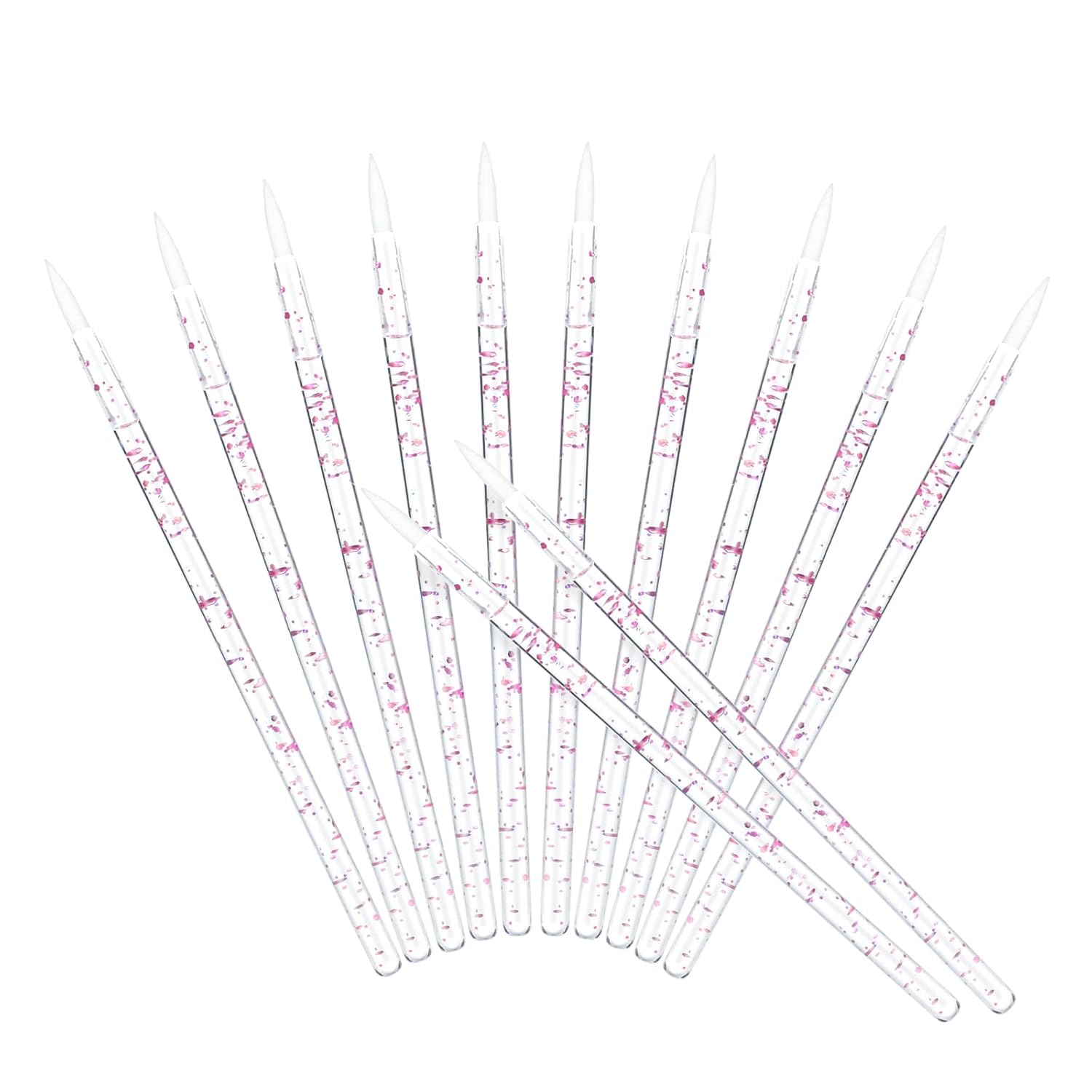 G2PLUS 100PCS Disposable Liner Brushes, Eyebrow and Liner Brush Applicator, Cosmetic Eye Wands for Lip Liners, Eye Makeup, Eyelashes and Detail Painting (Crystal Pink)