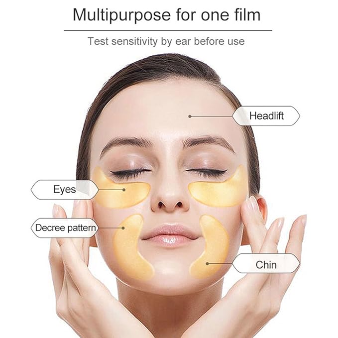 32 Pairs Eye Masks & Lip Mask, 24K Collagen Under Eye Patches for Dark Circles and Puffy Eyes, Reduce Lip Wrinkles, Anti Chapped & Remove Lip Dead Skin, Nourishes the Lip & Eye Skin (Gold)