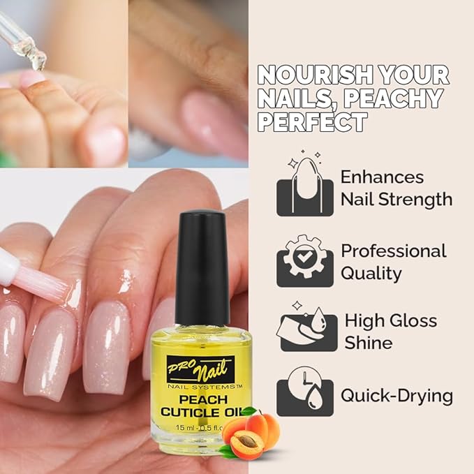 PRO NAIL - Cuticle Revitalizing Oil for Nails, Peach, 0.5 Oz - Professional Strength, Pedicure and Manicure - Moisturizes and Strengthens Nails and Cuticles - Soothing and Nourishing