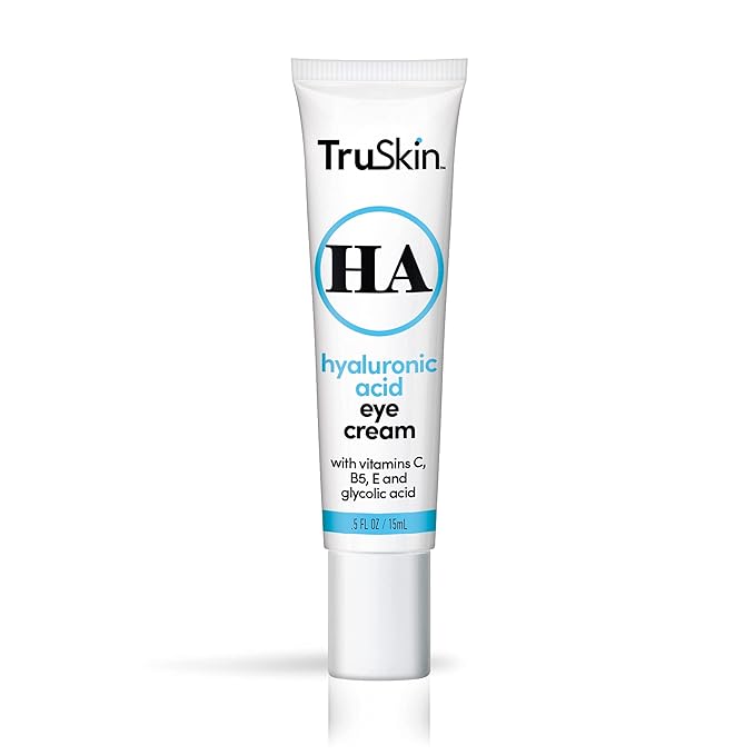 TruSkin Eye Cream for a Hydrated, Brighter-Looking Eye Area - Improve Appearance of Dark Circles & Puffiness - Hyaluronic Acid, Glycolic Acid, Vitamins C, B5, E - Under Eye Cream for Women, 0.5 fl oz