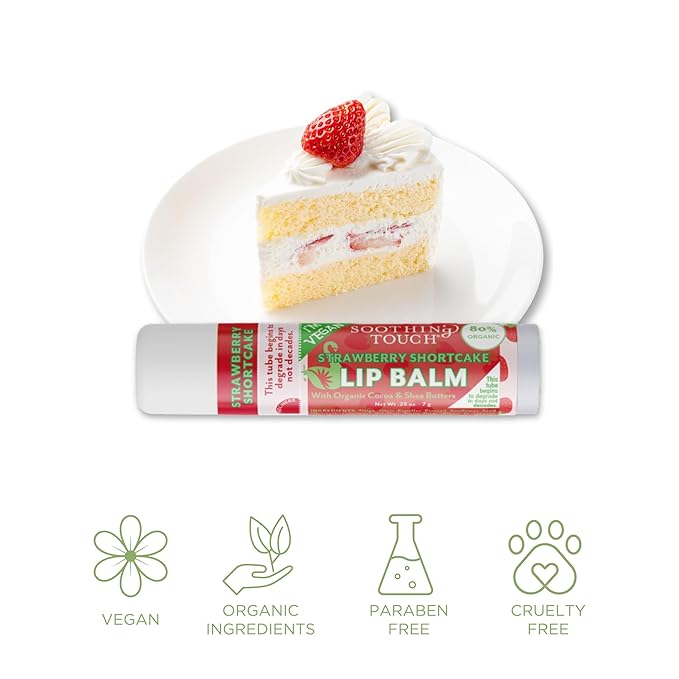 Vegan Lip Balm Set - Variety Pack of 3 Soothing Touch Lip Balms. Large 0.25 oz size. Includes Bonus Muslin Pouch Unique Gift Bundle by Tiny Seed (Strawberry Shortcake, Orange Creamsicle, Piña Colada)