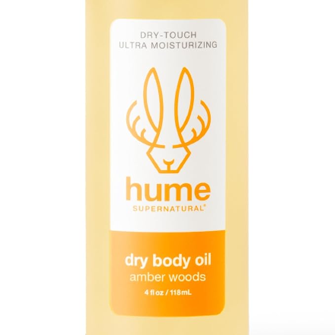 HUME SUPERNATURAL Dry Body Oil Spray - Ultra Hydrating Oil for Dry Skin, Light and Nourishing Body Oils for Women and Men, Long-Lasting Moisture (Amber Woods 1-Pack)
