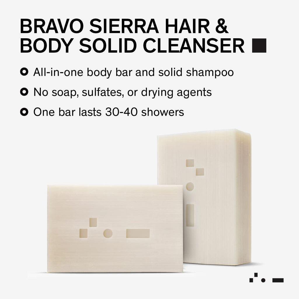 Bravo Sierra Body and Hair Shampoo Bar All-In-One Mens Solid Cleanser Soap for Face & Body - 3-Pack (White Vetiver & Cedarwood) - Coconut, Shea Butter for Soft Skin & Hair