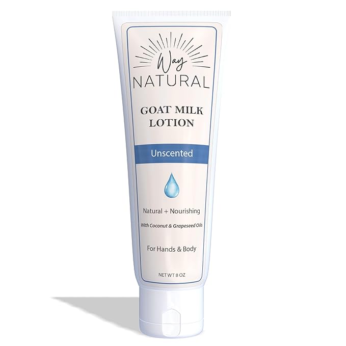 Goat Milk Lotion, Unscented (8oz) - Natural Hand & Body Lotion - Dry Skin Relief, USA Made - Goat Milk Hand Cream for Women & Men - w/Shea Butter & Aloe