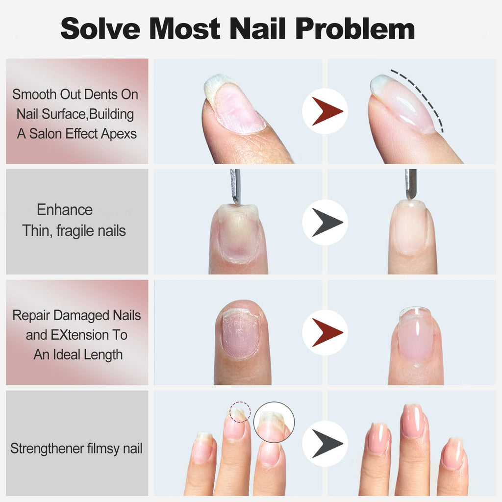 FZANEST Hema Free Rubber Base Builder Gel For Nails, Rubber Base Coat for Nail Strengthen Apex Building Extension Long Lasting Protect in A Bottle Soak Off UV LED Clear Gel Nail Polish