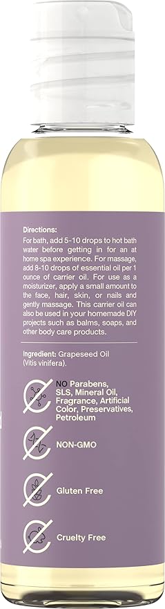 Horbäach Grapeseed | 4 fl oz | Moisturizing Oil for Face, Hair, Skin and Nails | Free of Parabens, SLS, & Fragrances | Coera