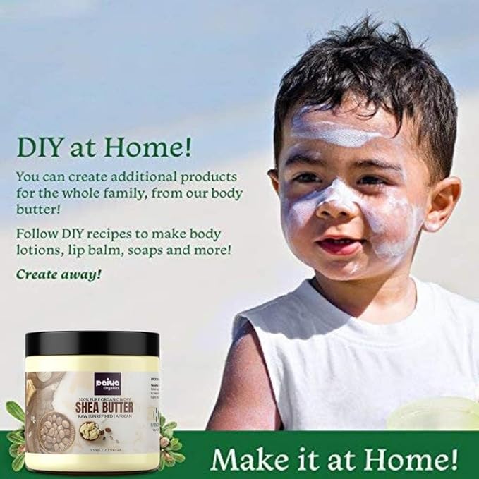 Raw Unrefined Organic Ivory Shea Butter For Skin Face Hair Stretch Marks, Make Whipped Body Butter, 100gm