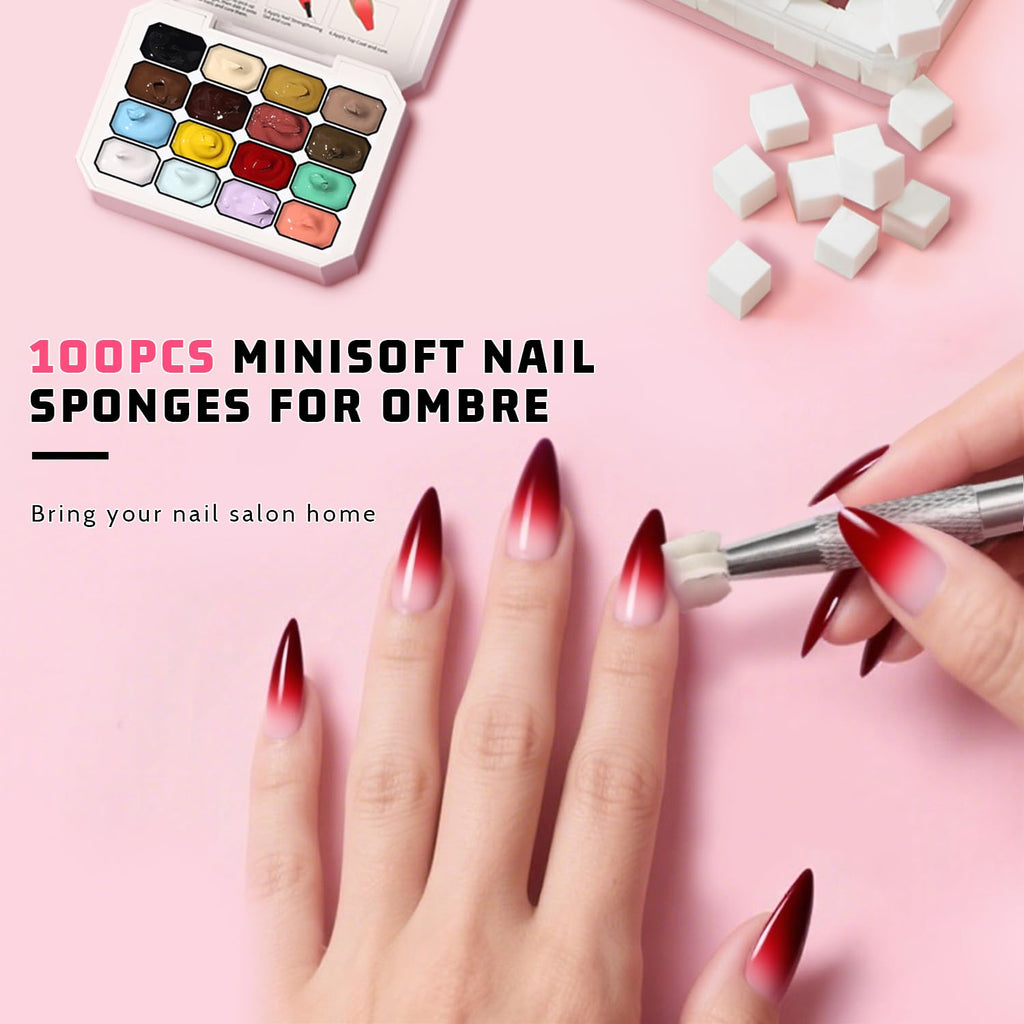 Sponge Pat Paint Nail Gel, Ombre Nails Gradient Gel Nail Blush Blooming Aura Nails Drawing Stripper Floral Painting DIY Nail Art, No Wipe, UV/LED Curing (16 Colors H)