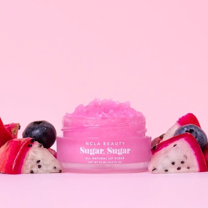NCLA - Natural Sugar, Sugar Lip Scrub | Vegan, Cruelty-Free, Clean Skincare (Dragon Fruit + Acai Berry)
