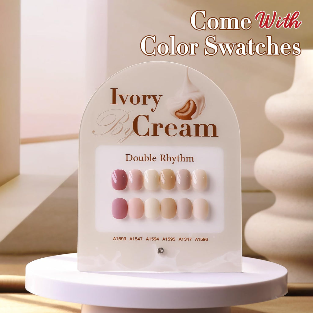 Double Rhythm 6 Pcs 15 ML Gel Polish Set Same Color Same Bottle Soak Off Gel Polish Kit Nail Art Manicure Salon DIY at Home for Women (Light Dark Nude Beige Cream Pink-T6-18)