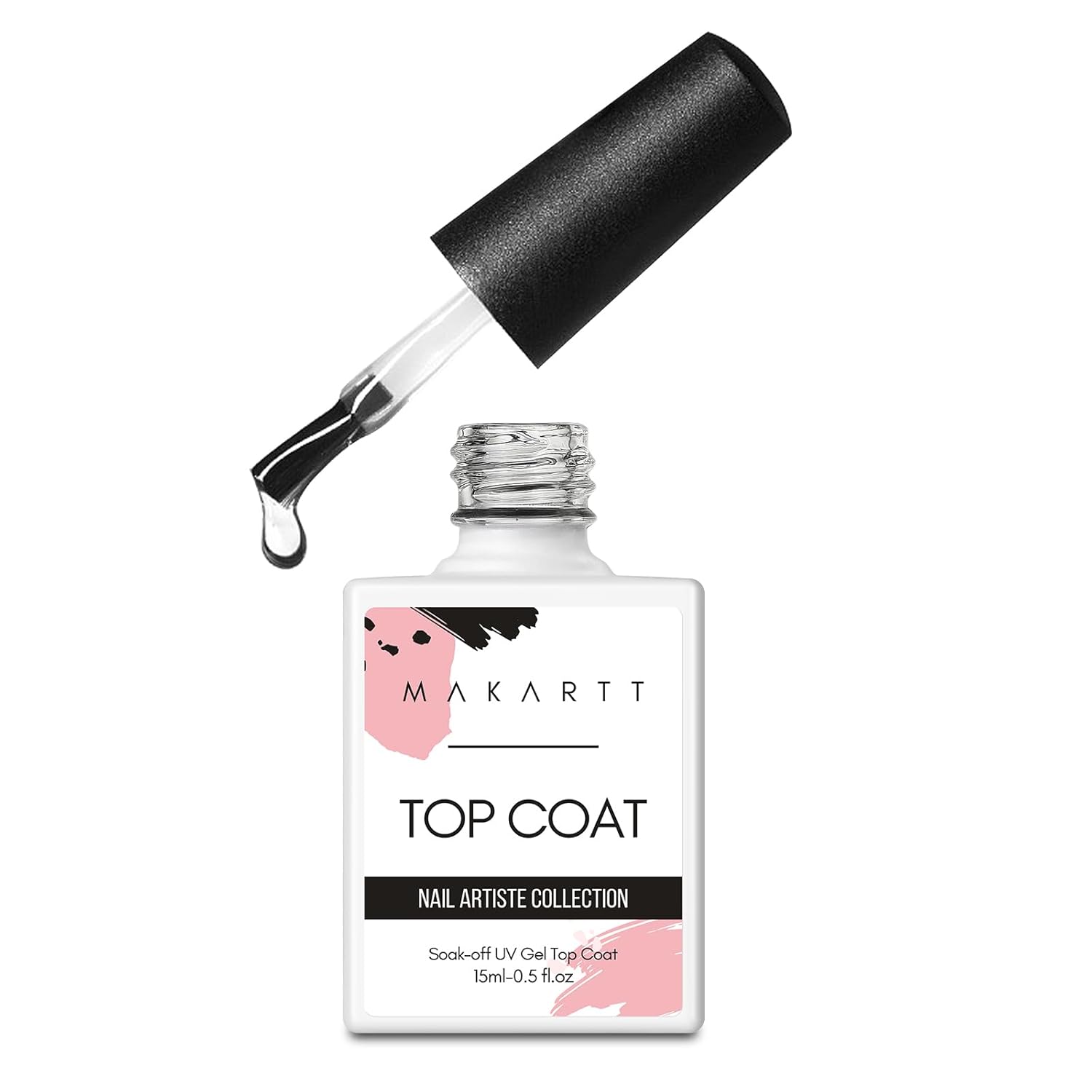 Makartt Gel Top Coat No Wipe, 15ML Clear Top Coat Gel Nail Polish, High Gloss Shine Finish Long Lasting Soak Off UV Nail Lamp Need for Acrylic Nails, Salon Quality Home DIY Manicure