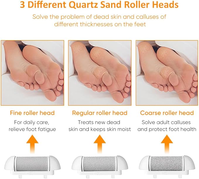 Premium Electric Foot Callus Remover Kit - 18 Piece Electric Foot Filer and Callous Remover Tool for Pedicure - Luxurious White