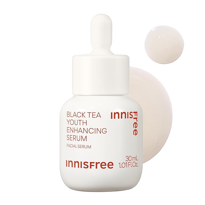 innisfree Black Tea Youth Enhancing Serum, Korean Serum with Niacinamide for Firming and Glow