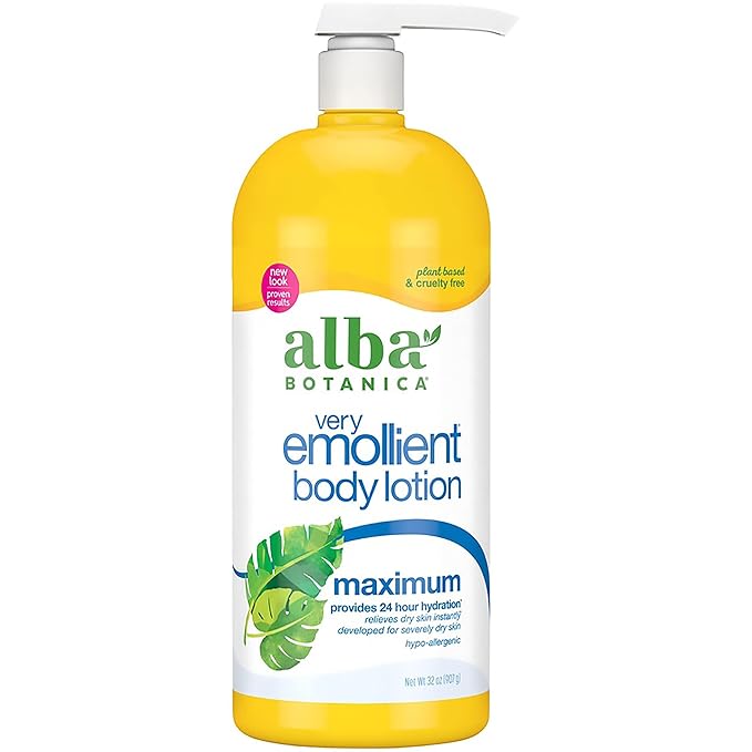Alba Botanica Very Emollient Body Lotion, Maximum Dry Skin Formula, 32 Oz & Very Emollient Body Lotion, Coconut Rescue, 32 Oz