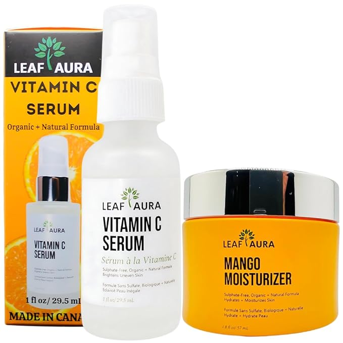 Daily Skin Care Products Combo- Comes with Cleanser, Vitamin C serum & Mango Moisturizer- Natural + Organic Formula- Made In Canada- For Men & Women (2 pack)