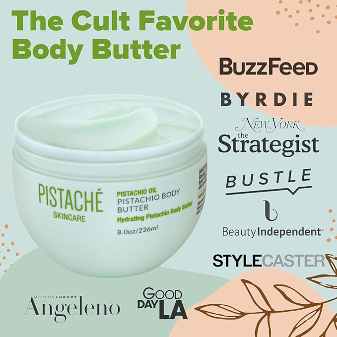 Pistaché Skincare Pistachio Oil Essential Body Care Trio Set + Whipped Body Butter + Hand Cream + Lip Balm + Moisturizing + Softening + Vitamin E + Antioxidant Protection