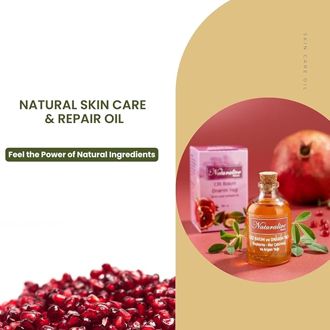 Natural Skin Repair Oil - Moisturizing, Repairing & Revitalizing - With Rosehip, Pomegranate Seed & Argan Oils - Vegan, Chemical-Free - 50ml | 1.69 fl oz