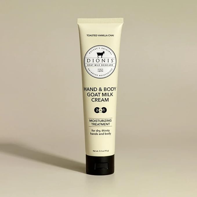 Dionis Goat Milk Skincare Scented Hand & Body Cream - Travel Size Lotion For Hydrating & Moisturizing Dry and Sensitive Skin, Cruelty Free, Paraben Free Made in The USA, Vanilla Chai, 3.3 oz