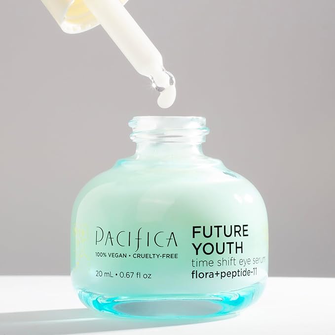Pacifica Future Youth Time Shift Eye Serum – Peptide Eye Serum for Fine Lines & Dark Circles, Lifting & Firming Under Eye Treatment w/Flora + Peptide-11, Unscented Hydrating Gel for All Skin Types