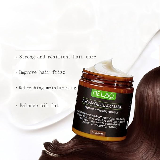 Hair Treatment Deep Repair Conditioning Argan Oil Hair Mask Essence for Dry Damaged Hair All Hair Types 8.8 oz