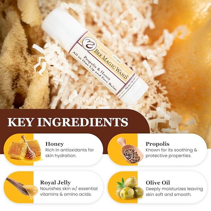 Sweet Bee Naturals Magic Wand - Certified Organic Lip and Face Moisturizing Wand - Natural Chapstick and Balm Stick for Dry Skin and Lips, Non Petroleum Jelly for All Ages and Skin Types, Pack of 3