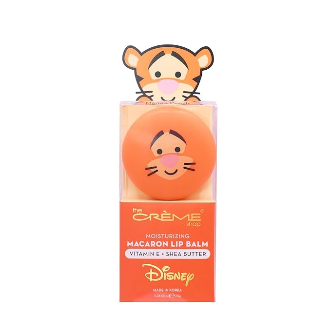 The Crème Shop x Disney Macaron Lip Balm Winnie The Pooh Lemon Honeycomb Crème Korean Scented Pocket Portable Vitamin E Shea Butter (Tigger (Mango Peach))