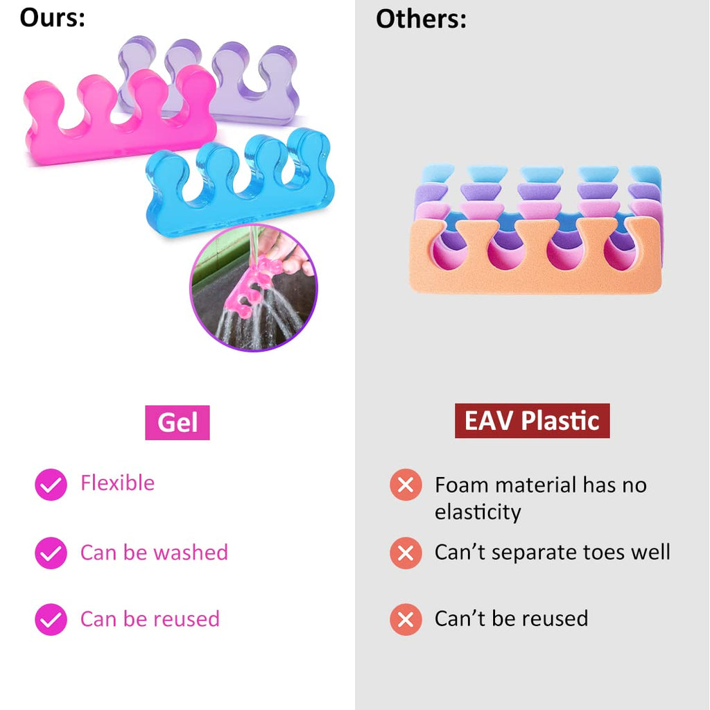 SUNFATT Toe Separators for Pedicure,Toe Separators for Nail Polish,Pedicure Toe Spacers,Toe Spacers use for separation of toenails or nails,Soft Gel Toenail Spacers Pedicure Kit.(6pcs)