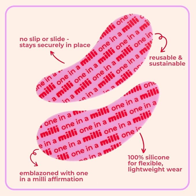 Milli Under Eye Mask to Treat Dark Circles, Wrinkles, and Puffy Eyes, 1 Pair of Original Pink Reusable Silicone Eye Patches with Tin Case