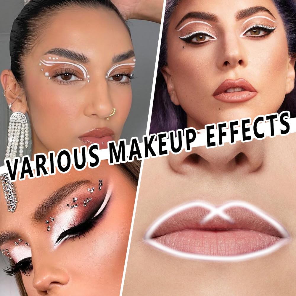 evpct White Eyeliner Pencils for Eyes, Bright White Nude Under Eye Liner Pencil Makeup Waterproof Smudge Proof, Colored Gel Waterline Eyeliner Liquid, Face Eye Paint Stick Lipstick Halloween Makeup 01