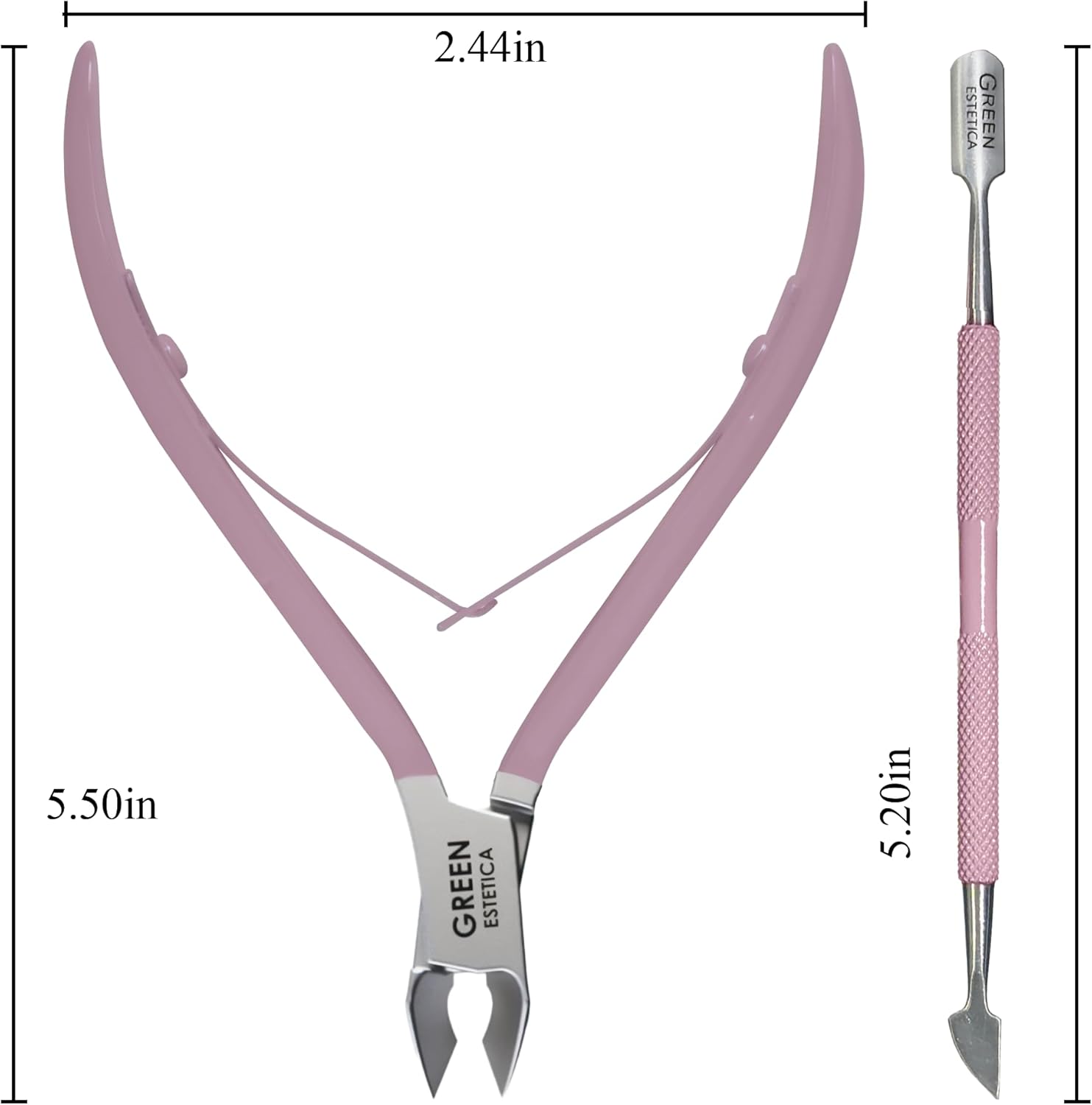 Professional Cuticle Trimmer with Cuticle Pusher Nail Cuticle Remover Nipper Silver Stainless Steel Sharp Blades Manicure Tools with Double Spring Nail Care Pedicure Nail Tools Home Spa (Rose)