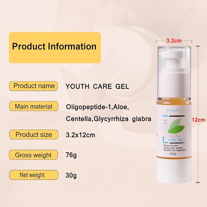 HGH Youth Care Gel,Visualsource Anti Aging Serum For Face To Body Renewal Natural Aloe Oligopeptide Essence Become Younger Gel Nourishing Remove Fine Lines And Wrinkles Rejuvenates The Skin