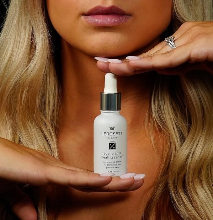 LEROSETT Serum for Acne Scarring Healing, Pimples, Redness, Breakouts, Blemishes, Hydrate & Soothes Irritated Skin, Natural Serum. Spa-Grade, Plant Based, Concentrated - 1 oz