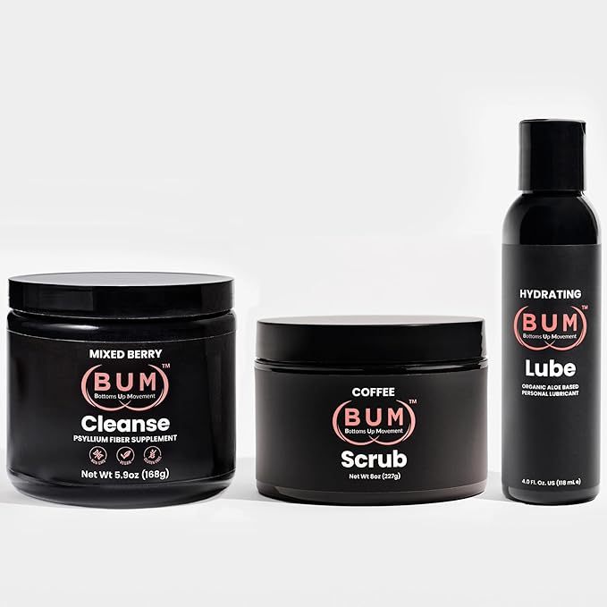 Water Based Self-Care Bundle: Hydrating Aloe Water Based Lube 4oz, Coffee Scrub & Psyllium Fiber Supplement – Long-Lasting Glide, Exfoliated Skin, Clean Digestion for Comfort & Confidence