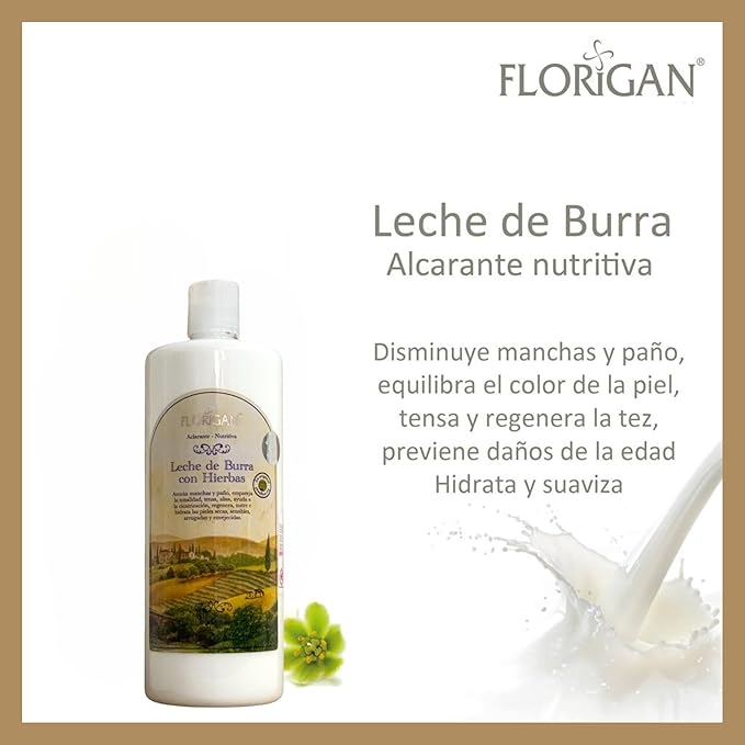 Nutritive Skin Lotion "Leche de Burra" with Herb & Yuca Extracts Florigan® 1lt.