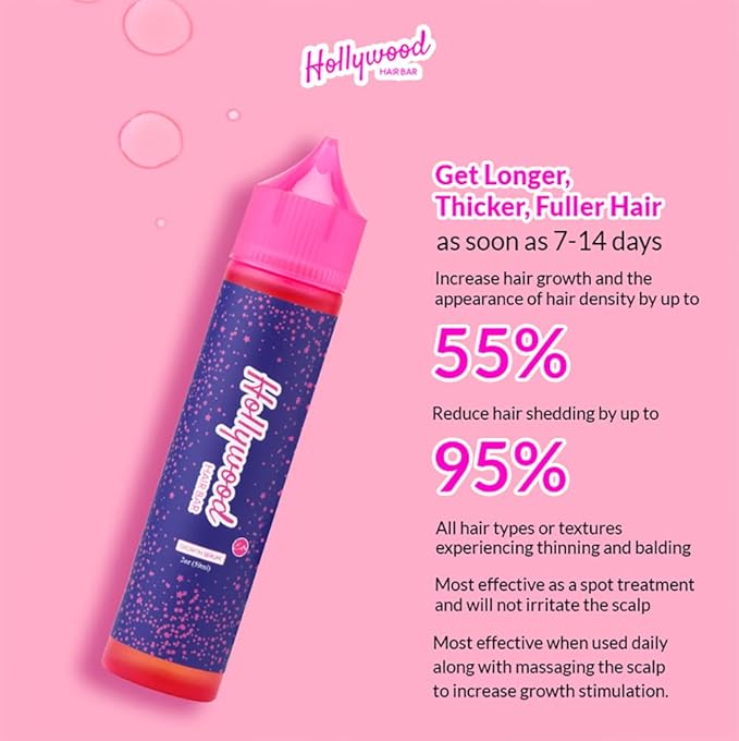 Hollywood Hair Bar | Hair Oil Regrowth Serum - Extra-Strength, Made with All-Natural Essential Oils (Squeeze Bottle) 2 oz