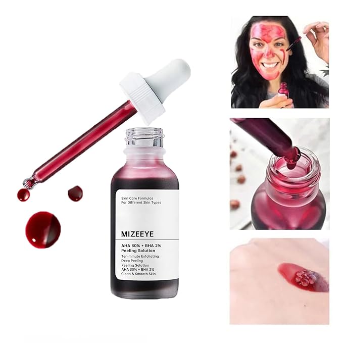 Peeling Solution 30ML, AHA 30% + BHA 2% Anti Acne Serum For Face, 2 PCS Exfoliating Facial Serum, Reduces Pore Congestion & Fine Line.