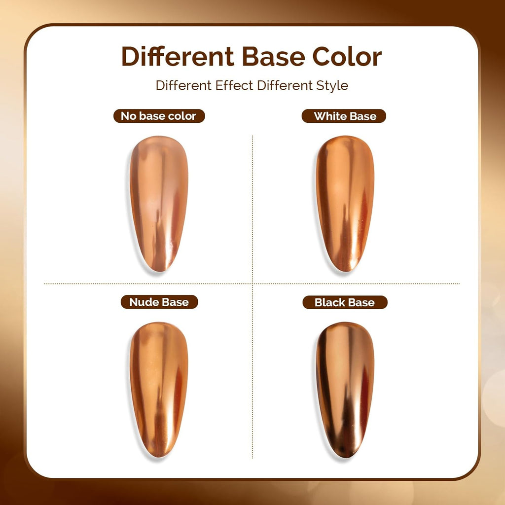 MelodySusie Champagne Chrome Nail Powder for Gel Nails,Metallic Mirror Effect Pigment Stylish and Technological Fine Glitter for Home DIY Salon Use