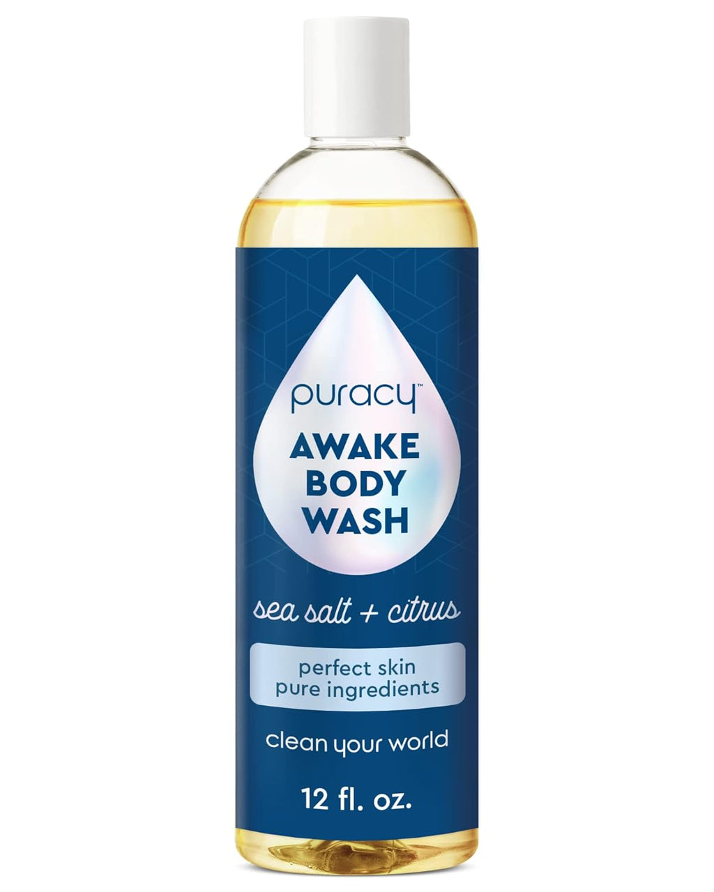 Puracy Body Wash, Natural Body Wash, 98.6% Pure Plant Ingredients, Moisturizing Shower Gel for Women Men Kids, Body Soap for Dry Sensitive Skin. Gently Scented with Citrus & Sea Salt, 12 Oz