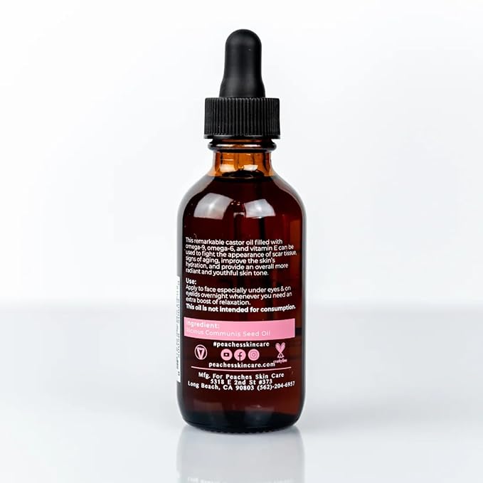 Organic Cold-Pressed Castor Oil – Hexane-Free, Vegan Formula with Omega-9, Omega-6, and Vitamin E – Hydrating Oil for Skin and Hair – Black Castor Oil (2 fl. oz)