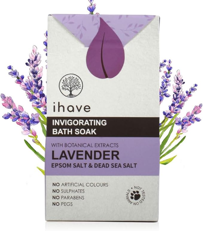 iHave Epsom Salt & Dead Sea Salt Bath Soak with Lavender Essential Oils, Unique Spa Gift Idea, Portable Bath Salts Gifts for Her and Him, Ideal Anniversary or Birthday Gifts for Women and Men
