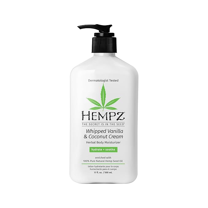 Hempz Whipped Vanilla & Coconut Cream Body & Hand Lotion, Vegan Formula, for Men or Women, 17 oz.