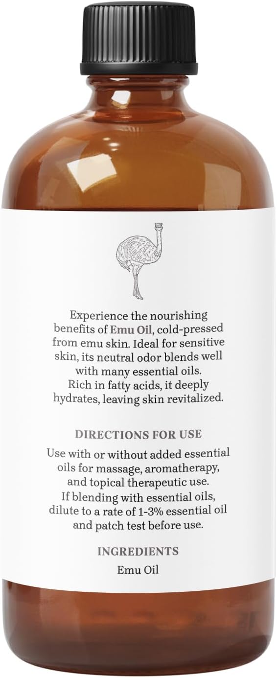 Emu Oil by Essential Delights - Premium Carrier Oil for Skin, Face, Body, Hair Revitalization, and Essential Oil Dilution (16 Fl.Oz.)