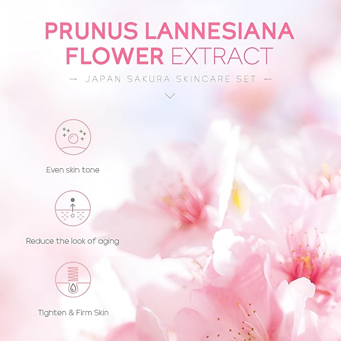 Sakura Skincare Set for Teen Girls, Complete 34PCS Face Care Kit, Christmas Pamper Gift Set for Women & Teenage Girls, Hydrating & Nourishing Travel-Friendly Daily Facial Skincare Routine