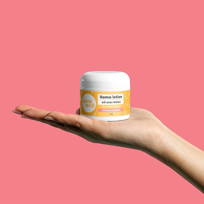 Wink Well Llama Baby Lotion, Gentle Body Care For Moisturizing And Calming Dry Skin For Babies, Kids And Adults, Free Of Parabens, Chemicals, Dyes And Fragrances (2 oz jar)