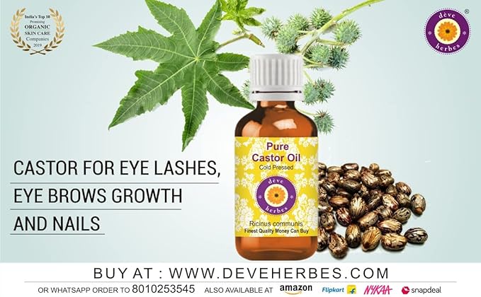 Deve Herbes Pure Castor Oil (Ricinus communis) Cold Pressed 300ml (10 oz)