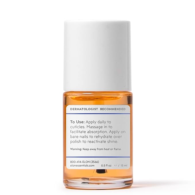 Elon Cuticle Oil for Nails w/Almond Oil Extract - Jojoba & Vitamin E - Softening & Hydrating Cuticles & Nails – Dermatologist Recommended – Bottle Size 0.5 oz