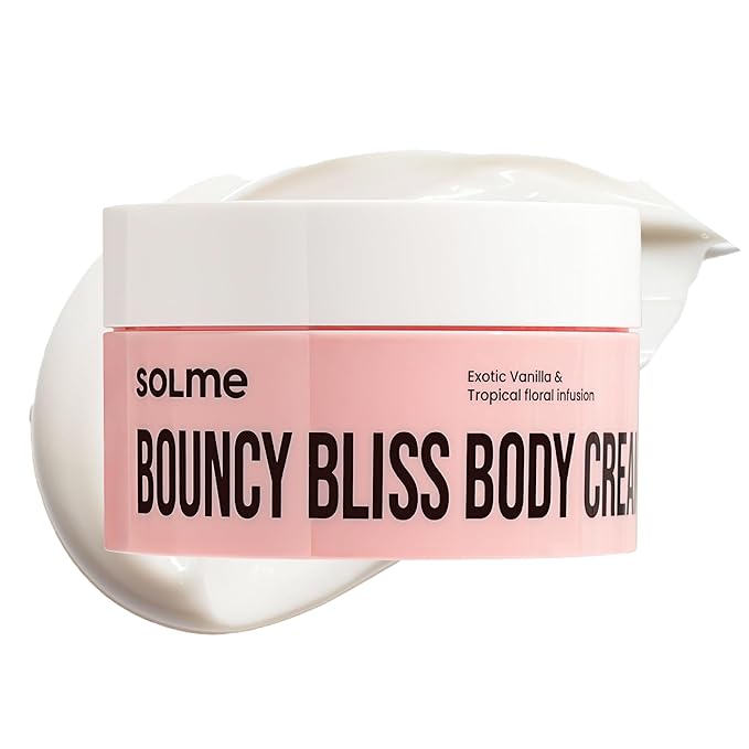 Bouncy Bliss Body Cream Creamy Velvet Vanilla & Sun-Kissed Peach, Deep Hydration for Smooth & Radiant with Coconut & Jojoba Oil, Collagen & Avocado Extract, K-BEAUTY, 6.76 fl. oz.