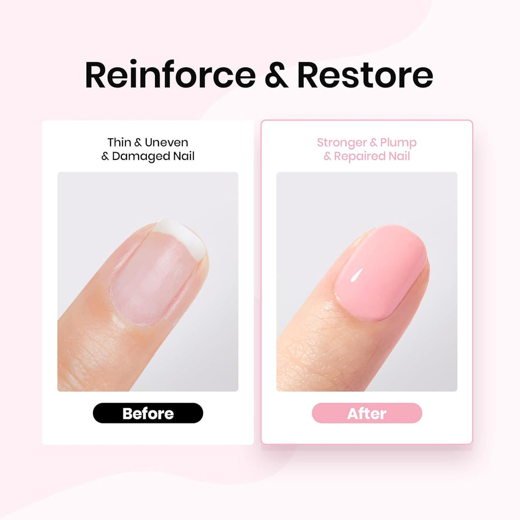 Beetles Rubber Base Gel, Nude Pink 6 Color Base Gel Polish Set, 5-in-1 Strengthening, Repairing & Smoothing Nail Base with Natural Nude Color, Self-Leveling Nail Art Manicure Gift for Women